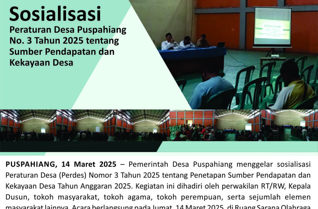 Sosialisasi Peraturan Desa Puspahiang No. 3 Tahun 2025, Bahas Sumber Pendapatan dan Kekayaan Desa