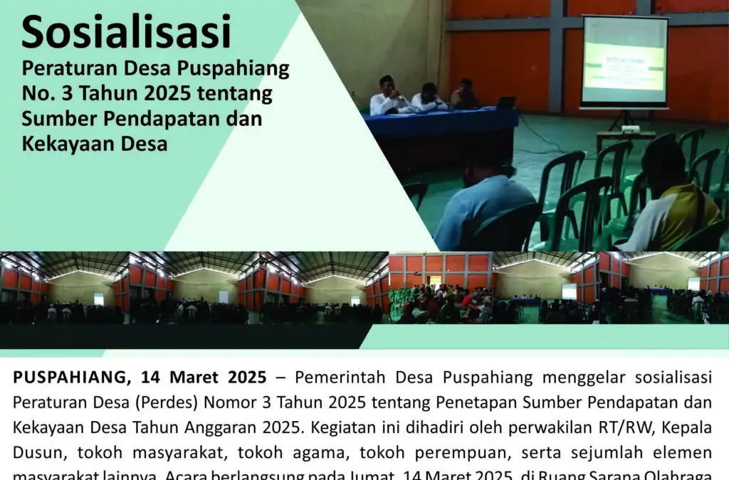 Sosialisasi Peraturan Desa Puspahiang No. 3 Tahun 2025, Bahas Sumber Pendapatan dan Kekayaan Desa