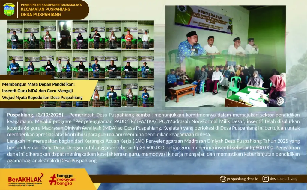 Membangun Masa Depan Pendidikan: Insentif Guru MDA dan Guru Mengaji Wujud Nyata Kepedulian Desa Puspahiang